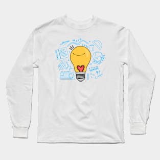 Cute Blue Teacher Lightbulb Long Sleeve T-Shirt